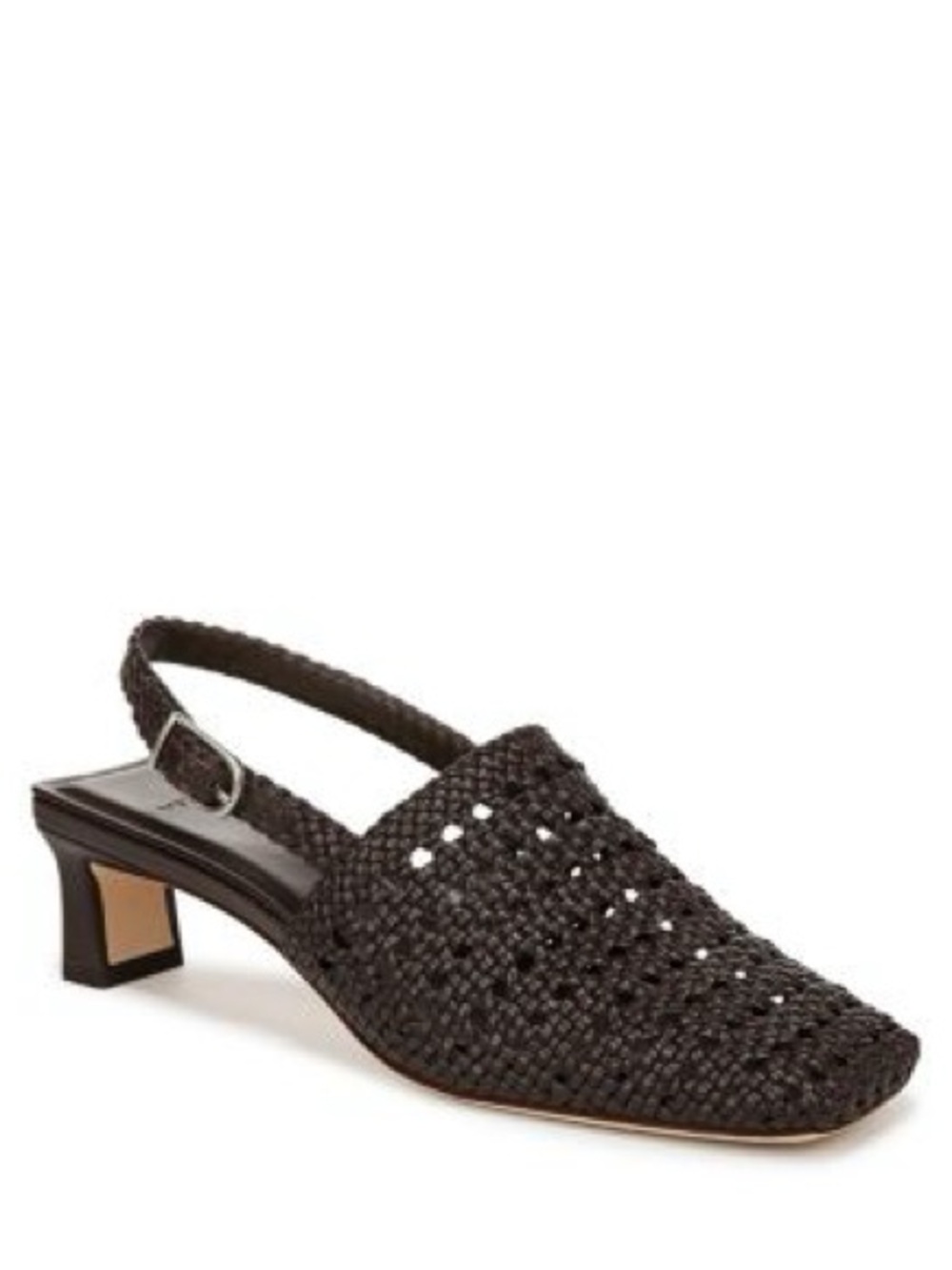 Vince Eris Slingback Square Toe Woven Leather Pump in Ganache